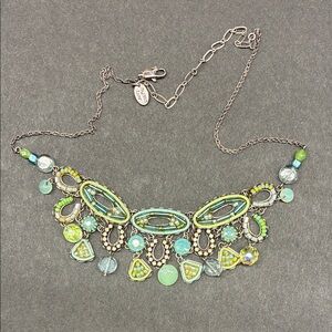 Elegant Silver and Green Statement Necklace by AyalaBar